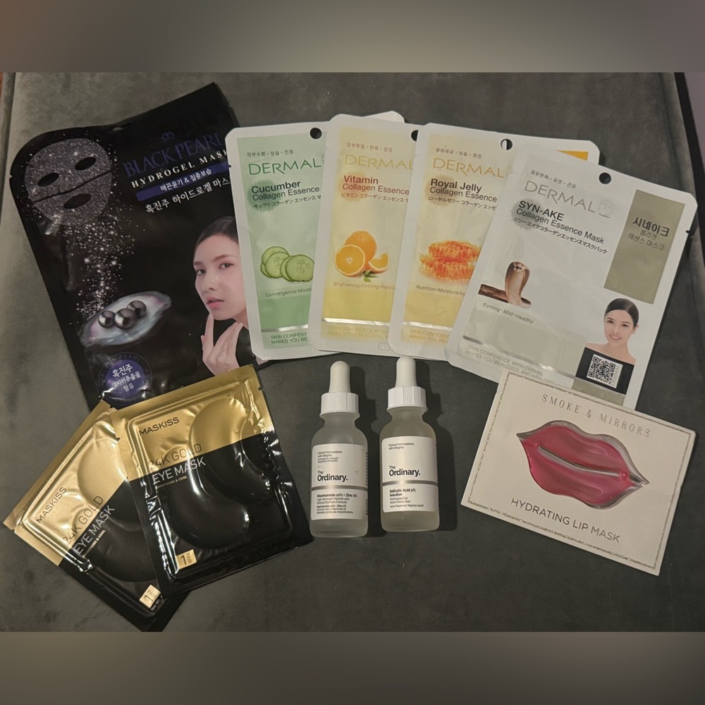 Face Mask Skincare Bundle- K-beauty Masks + The Ordinary Serums (10+ Items) New